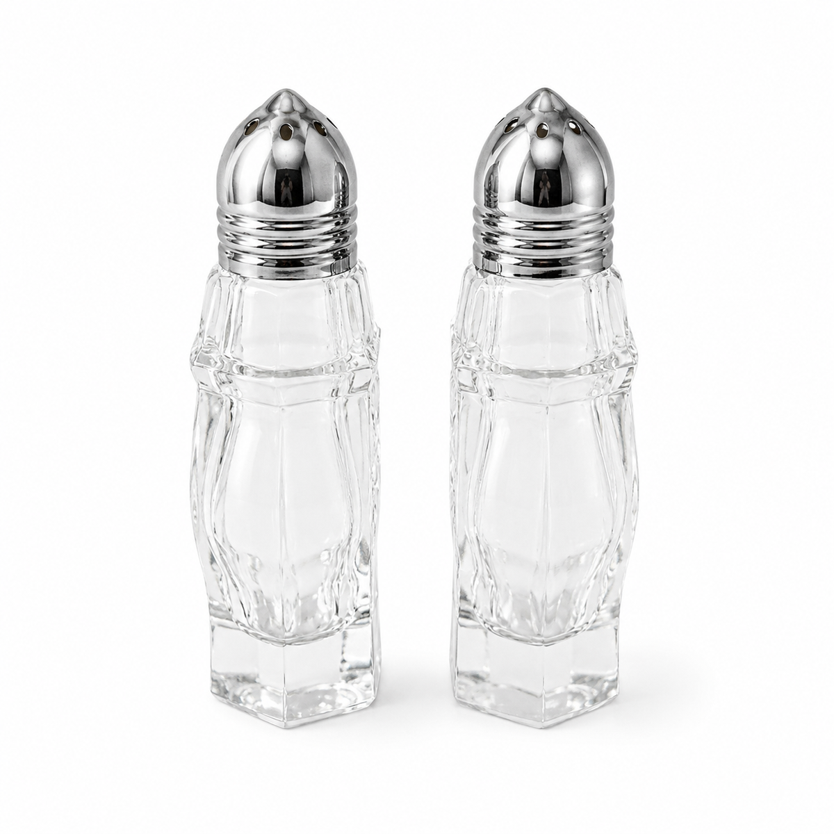 Vintage Pinwheel Cut Crystal Salt & Pepper Shaker Set - 3.5" Tall