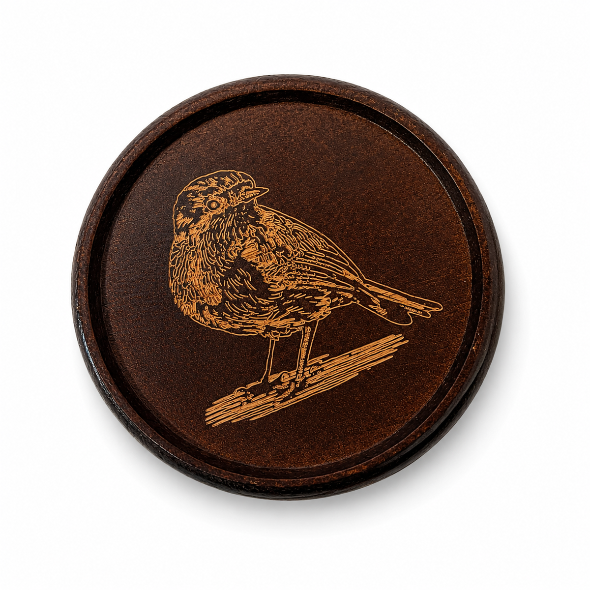 Vintage Redbreast Wooden Coaster Set of 8 - Engraved Robin Barware