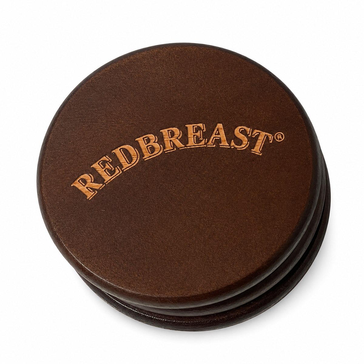 Vintage Redbreast Wooden Coaster Set of 8 - Engraved Robin Barware