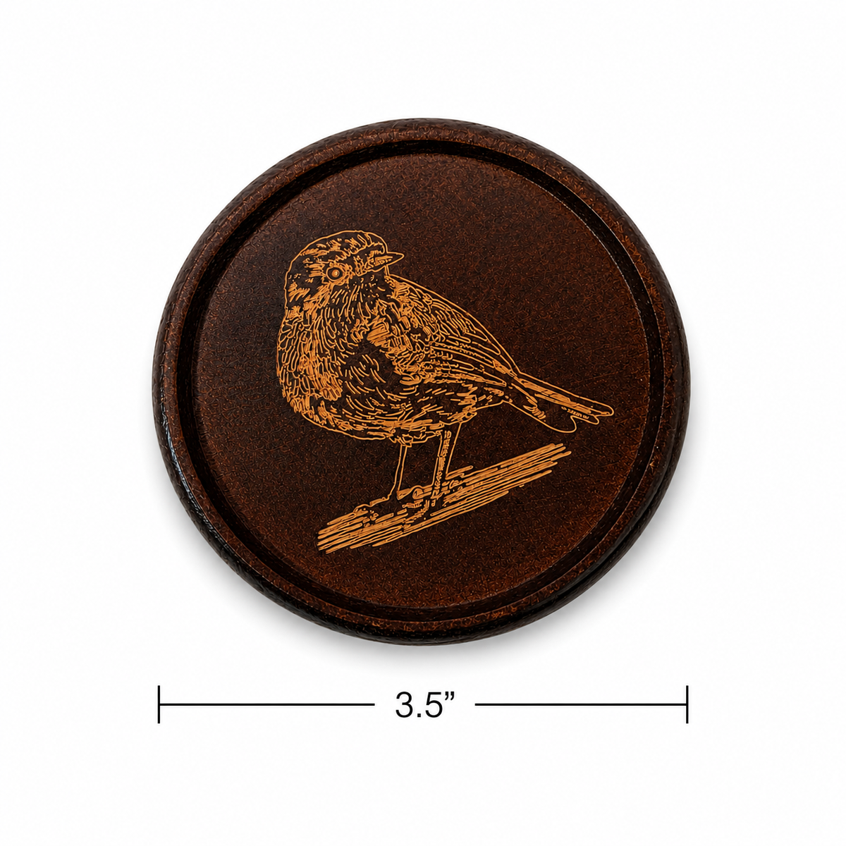 Vintage Redbreast Wooden Coaster Set of 8 - Engraved Robin Barware