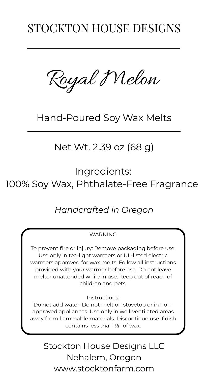 Royal Melon Soy Wax Melts - Champagne & Melon Luxury Fragrance