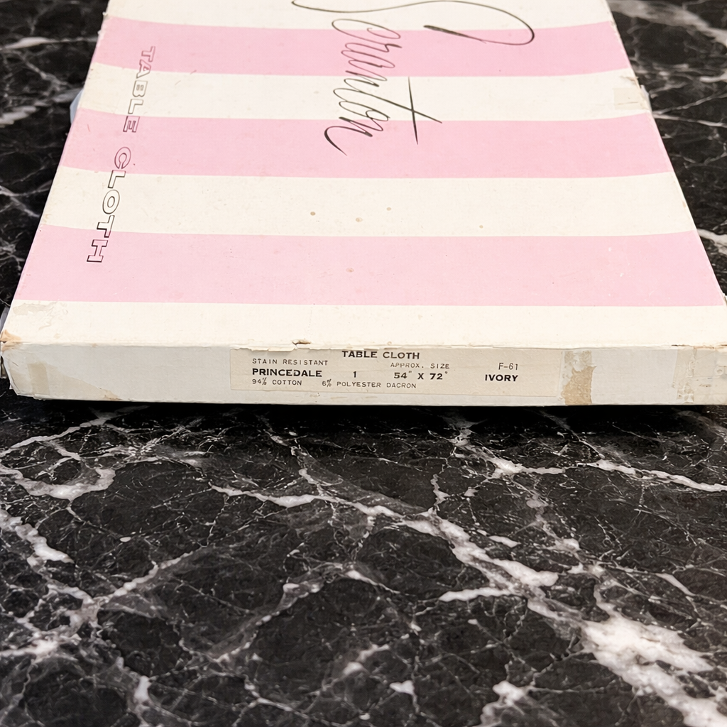 Vintage Scranton Princedale Tablecloth | Ivory 54x72 Cotton Linen USA
