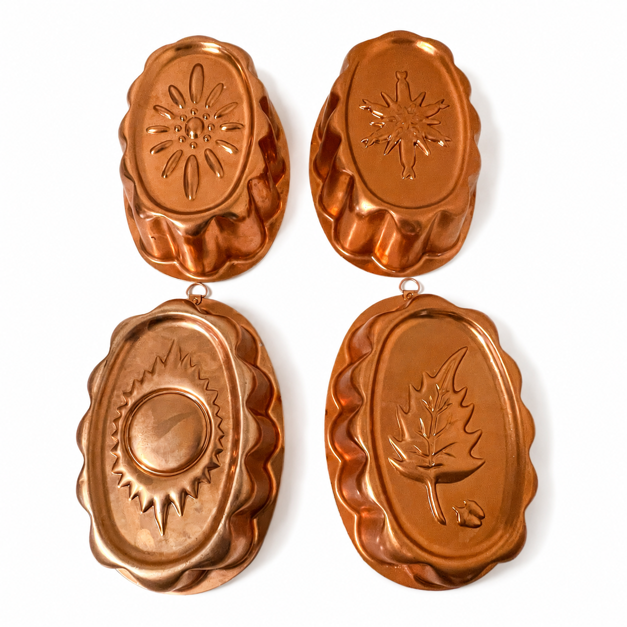 Vintage Copper-Tone Seasonal Gelatin Molds – Set of 4