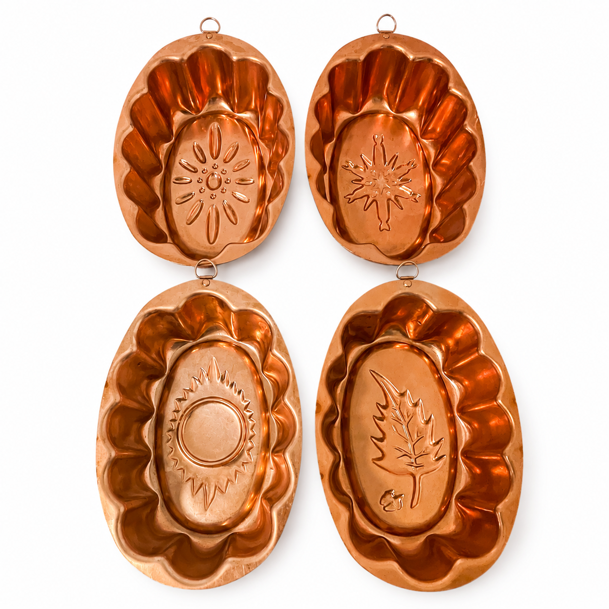 Vintage Copper-Tone Seasonal Gelatin Molds – Set of 4