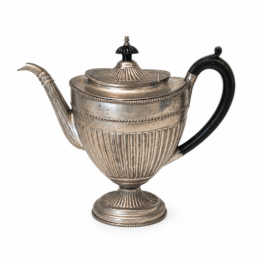 Vintage Silver-plate Fluted Teapot with Bakelite Handle - Aged Patina