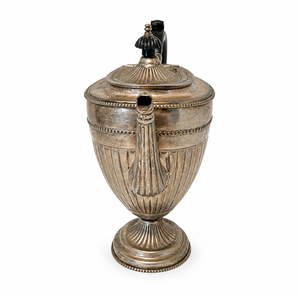 Vintage Silver-plate Fluted Teapot with Bakelite Handle - Aged Patina