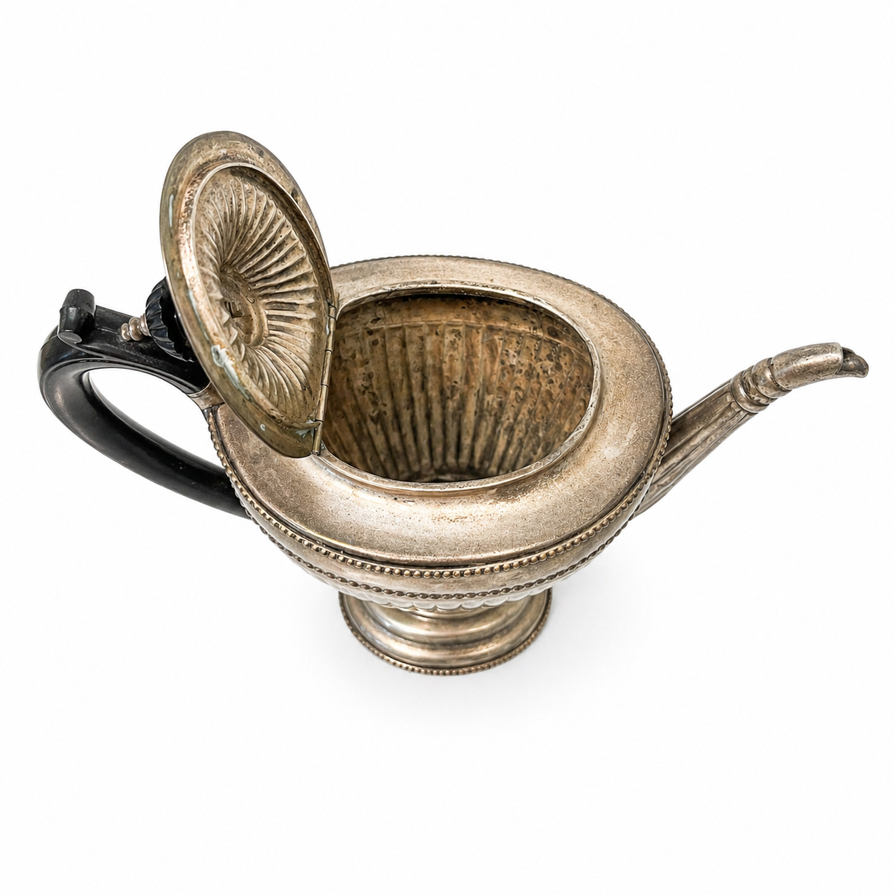 Vintage Silver-plate Fluted Teapot with Bakelite Handle - Aged Patina