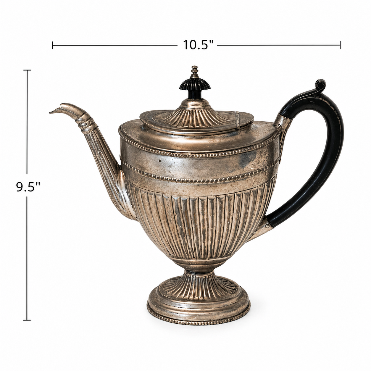 Vintage Silver-plate Fluted Teapot with Bakelite Handle - Aged Patina
