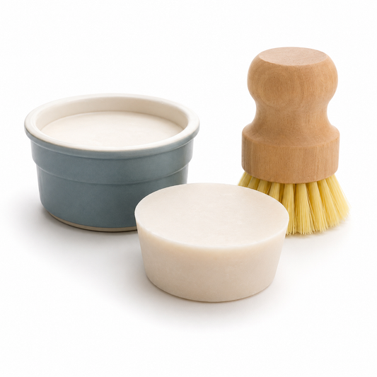 Solid Dish Soap Set in Ceramic Ramekin - Rosemary Sage & Eco-Friendly