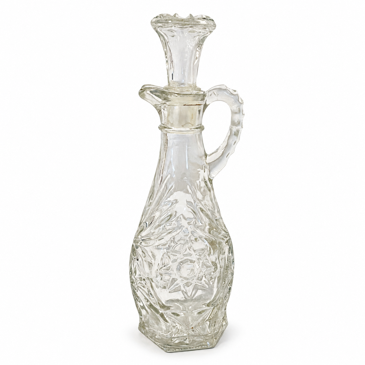 Vintage Anchor Hocking Star of David Glass Cruet with Stopper - USA