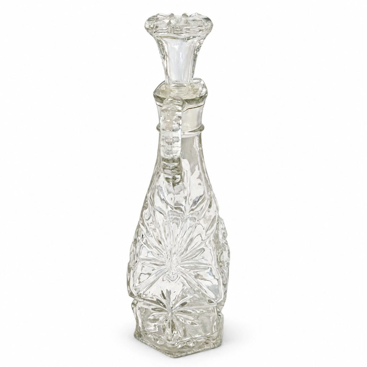 Vintage Anchor Hocking Star of David Glass Cruet with Stopper - USA
