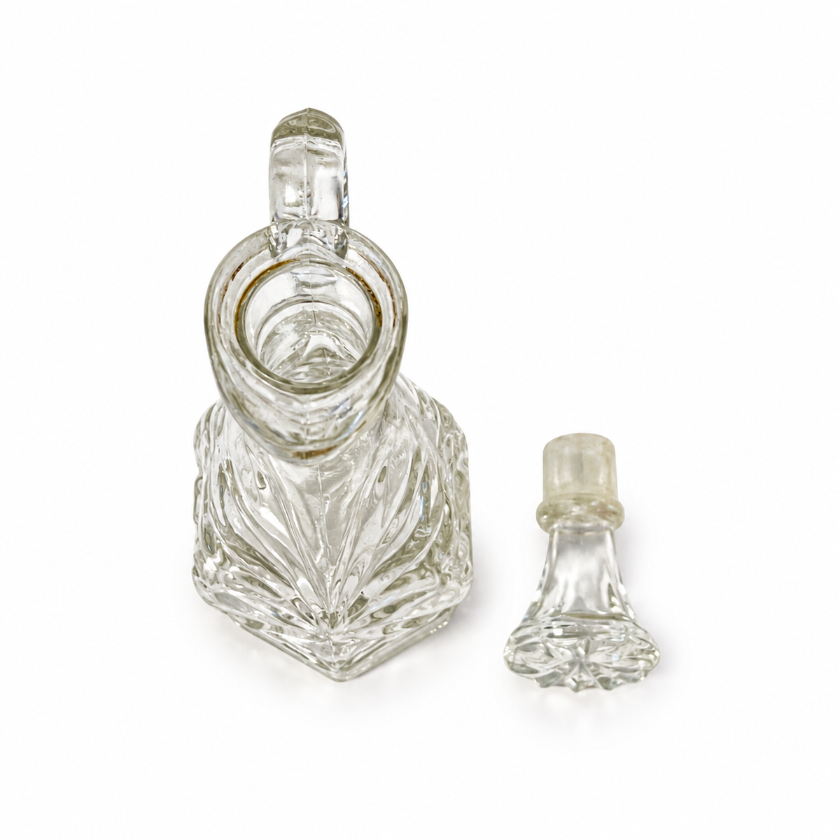 Vintage Anchor Hocking Star of David Glass Cruet with Stopper - USA