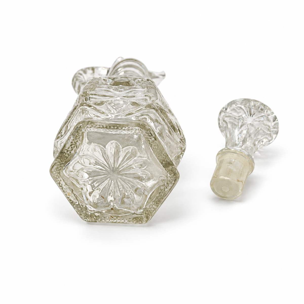 Vintage Anchor Hocking Star of David Glass Cruet with Stopper - USA