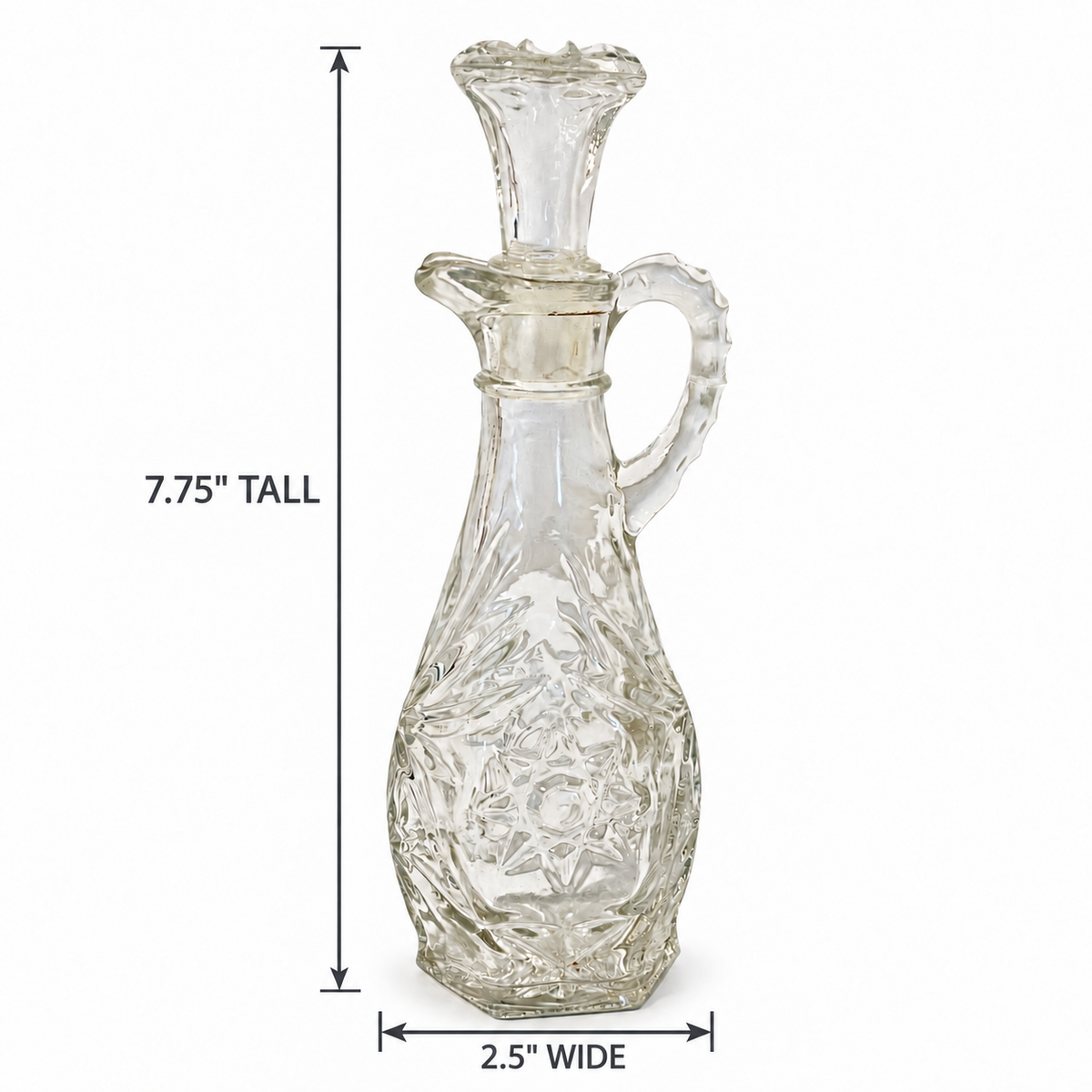 Vintage Anchor Hocking Star of David Glass Cruet with Stopper - USA