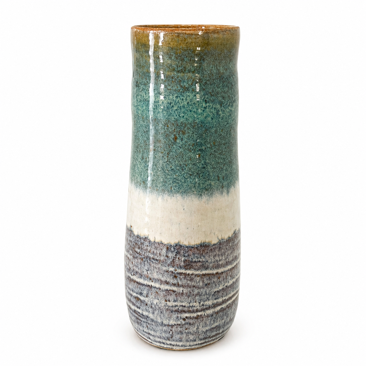 Signed Hand Thrown Studio Pottery Vase - Earthenware Made in USA
