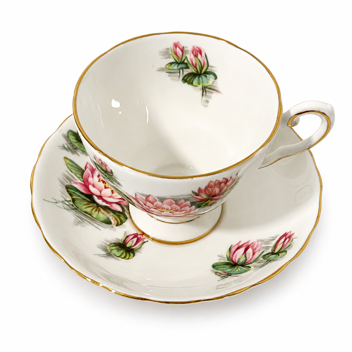 Vintage Tuscan July Water Lily Teacup and Saucer – Birthday Flowers
