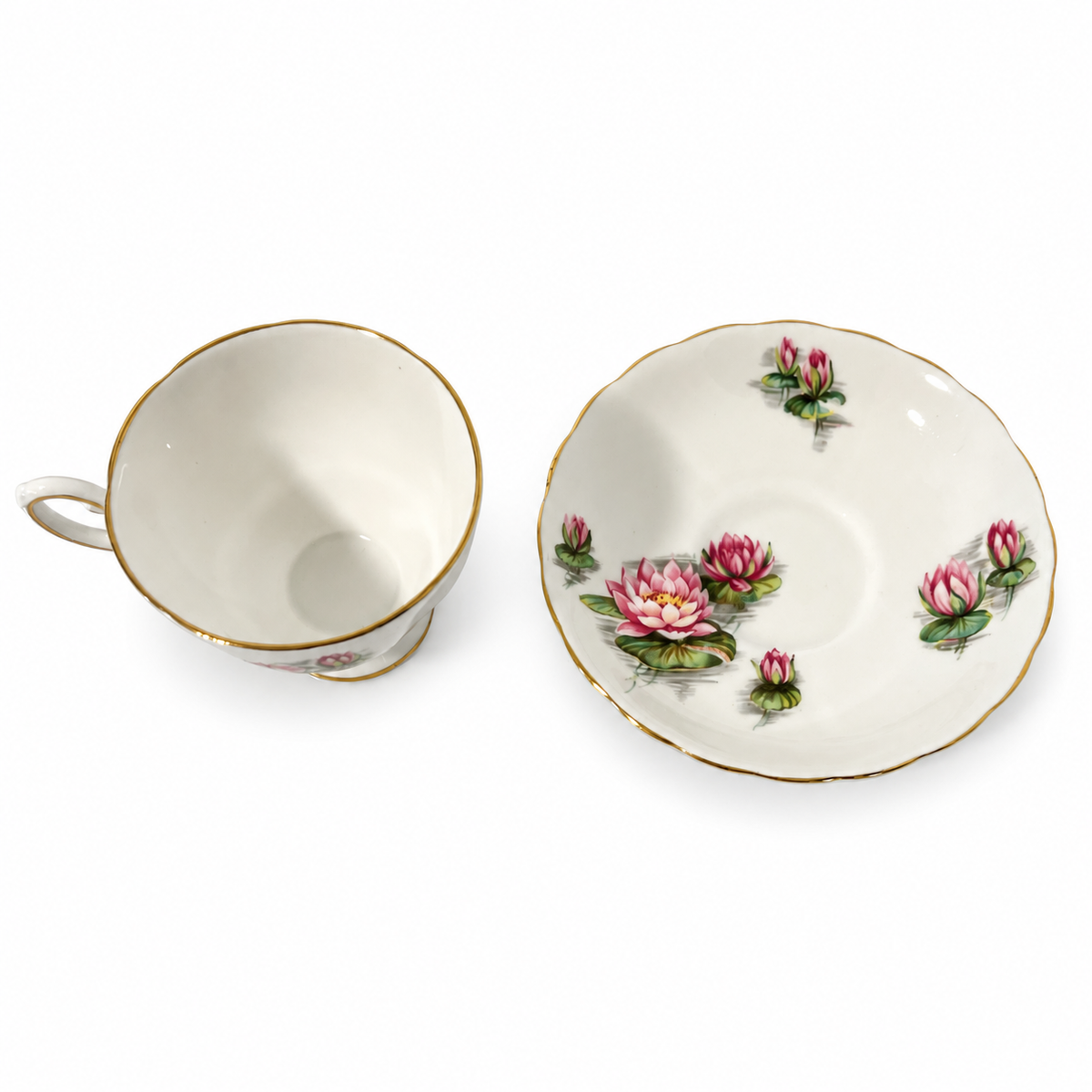 Vintage Tuscan July Water Lily Teacup and Saucer – Birthday Flowers