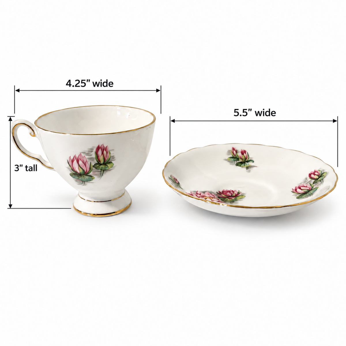 Vintage Tuscan July Water Lily Teacup and Saucer – Birthday Flowers