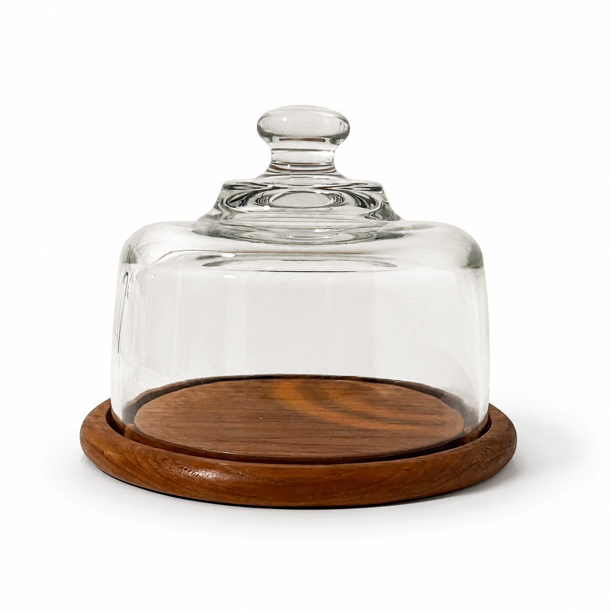 Vintage Glass Cheese Cloche with Wood Base - Classic Entertaining