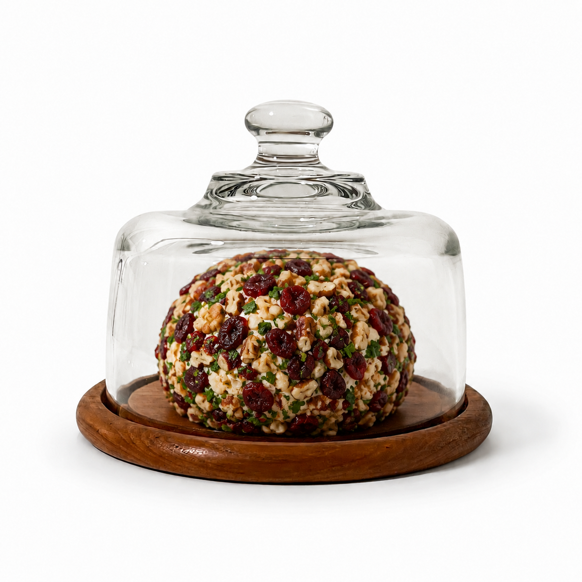 Vintage Glass Cheese Cloche with Wood Base - Classic Entertaining