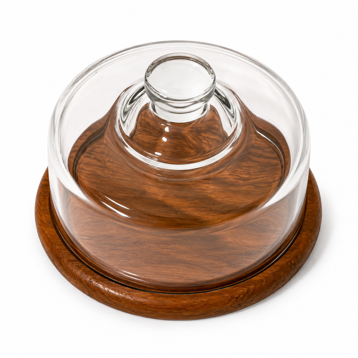 Vintage Glass Cheese Cloche with Wood Base - Classic Entertaining