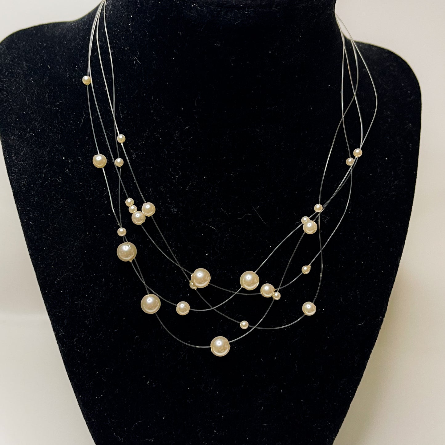 Multistrand Floating Pearl Necklace - Vintage