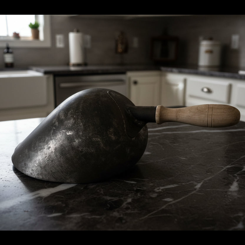 Antique Grain Scoop with Wood Handle - Primitive Metal Farm Tool USA