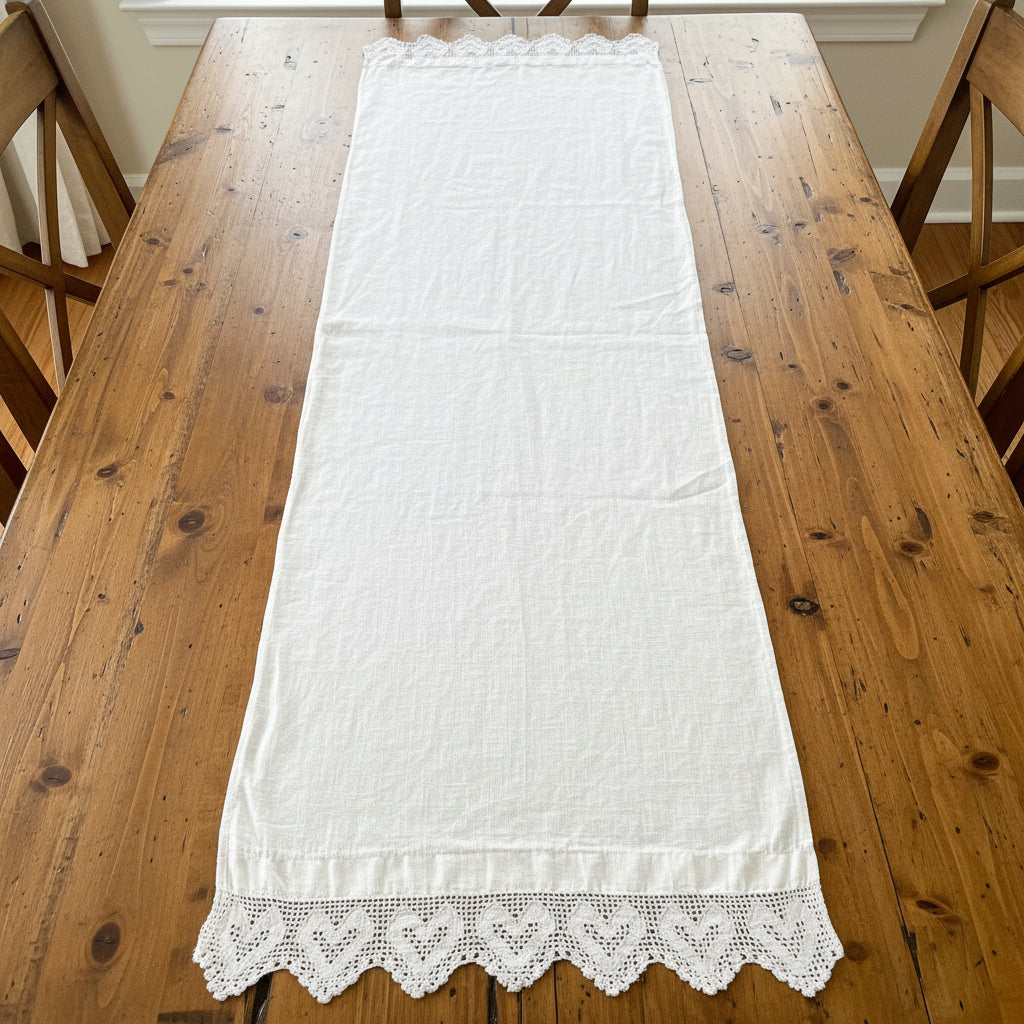 Vintage Ivory Linen Table Runner