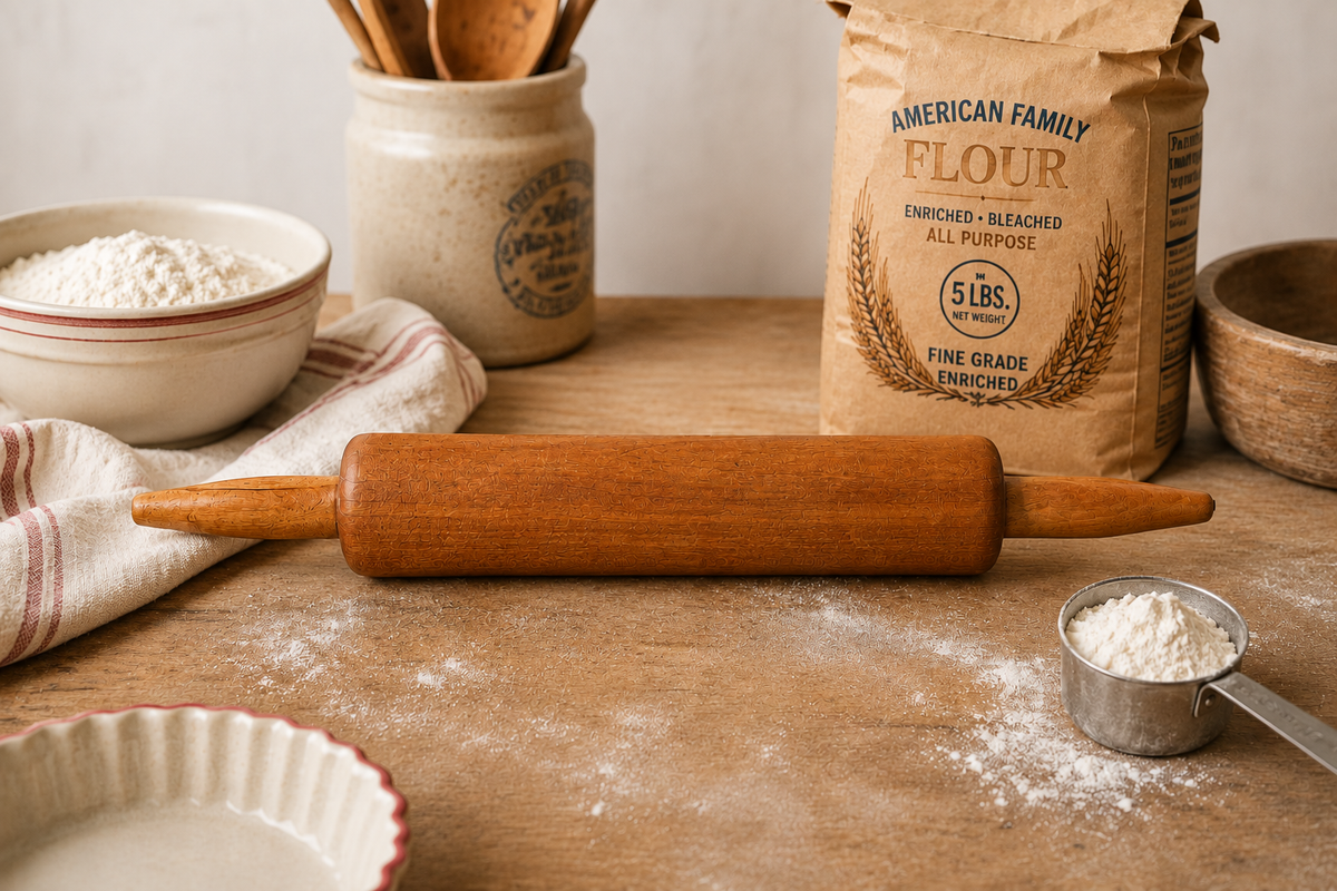 Vintage Wood Rolling Pin 19” - Rustic Farmhouse Kitchen Baking Tool