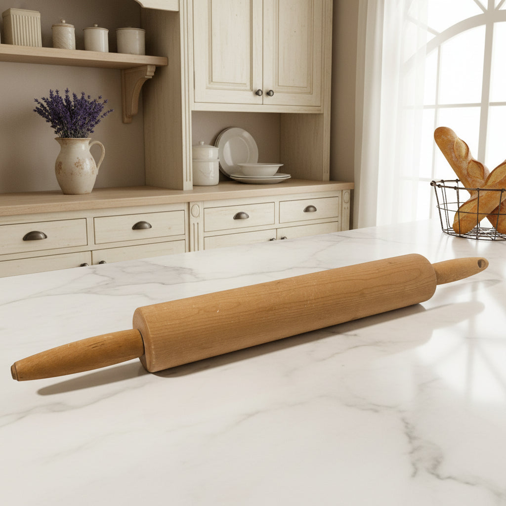 Solid Wood Rolling Pin - 17 Inch Wooden Dough Roller Kitchen Tool