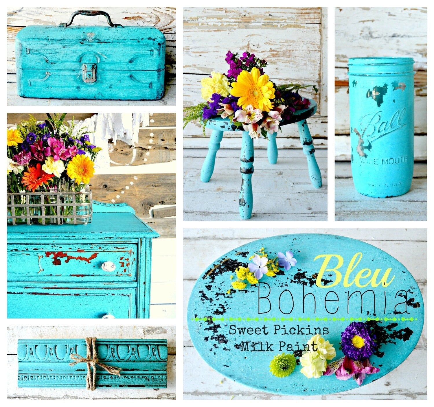 Sweet Pickins Bleu Bohemia Milk Paint - Food Safe & VOC Free