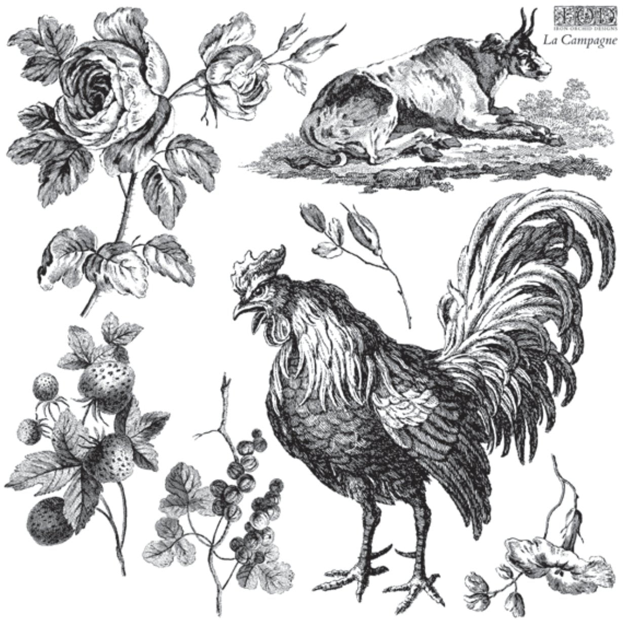IOD La Campagne Decor Stamp by Iron Orchid Designs - Two Sheet Set